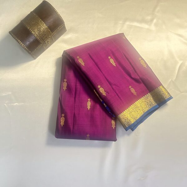 Wine Colour With Blue Saree